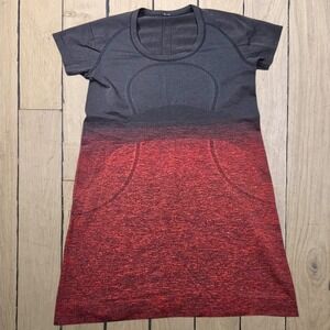 Lululemon Run Swiftly Tech Top Womens Red Ombre Short Sleeve Scoop Athletica Gym
